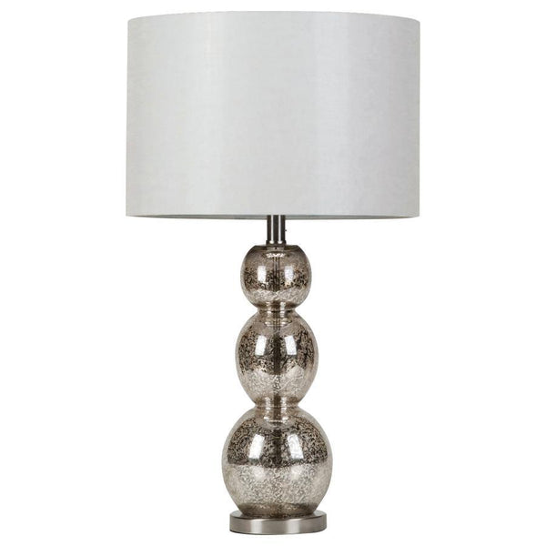 Mineta - Drum Shade Stacked Table Lamp -  Antique Silver