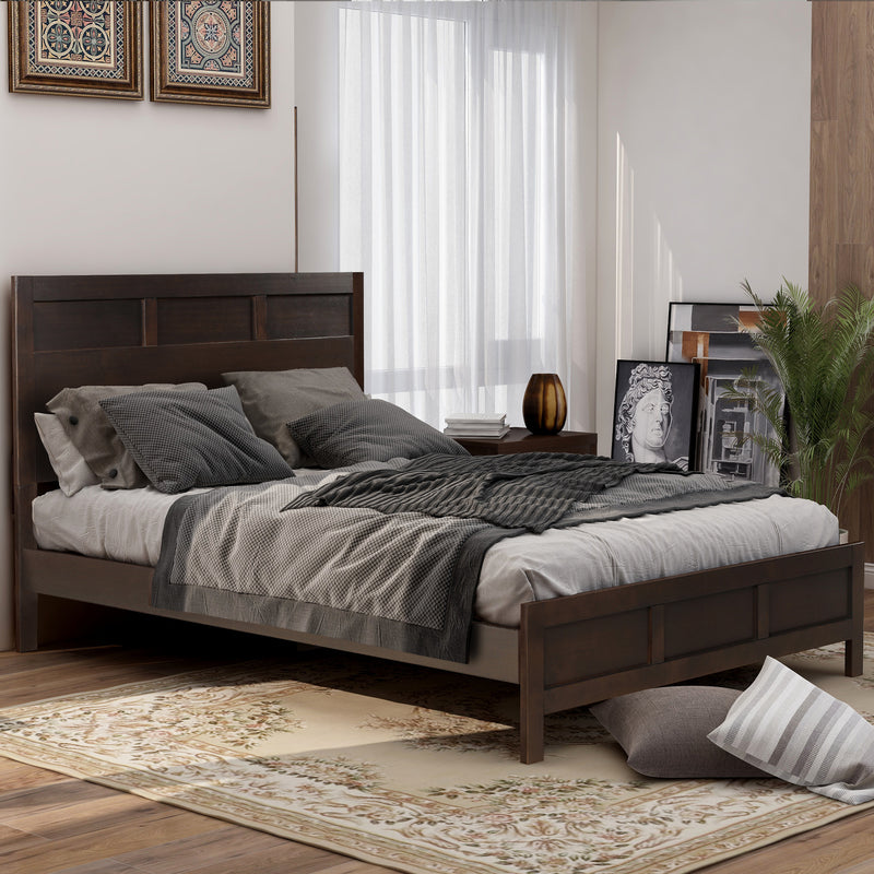 Classic Rich Brown 4 Pieces Queen Bedroom Set (Queen Bed + Nightstand*2+ Chest)