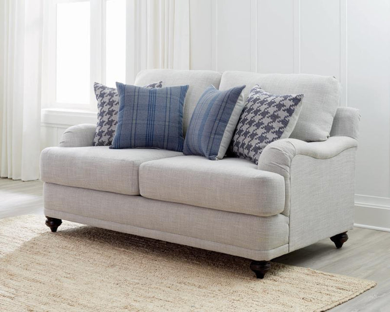 Glenn - Recessed Arms Loveseat - Light Gray