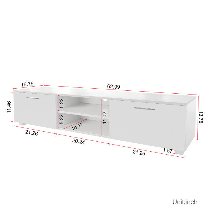 White TV Stand for 70 Inch TV Stands, Media Console Entertainment Center Television Table, 2 Storage Cabinet with Open Shelves for Living Room Bedroom