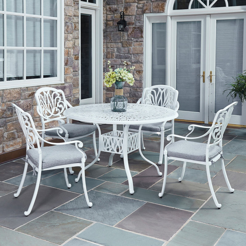 Capri - 5 Piece Outdoor Dining Set - Metal - White - 29.75"