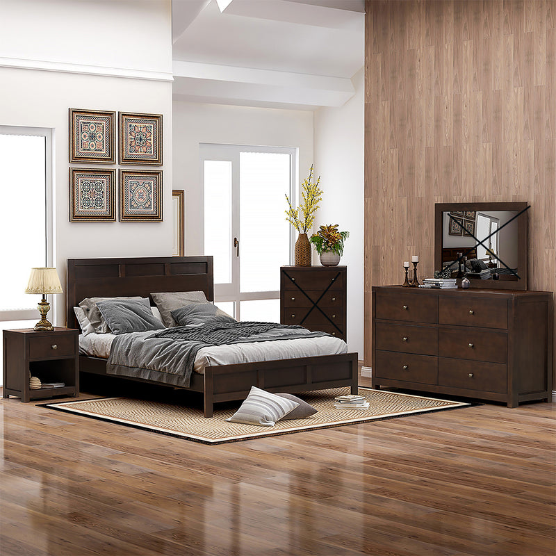 Classic Rich Brown 3 Pieces King Bedroom Set (King Bed + Nightstand+ Dresser)