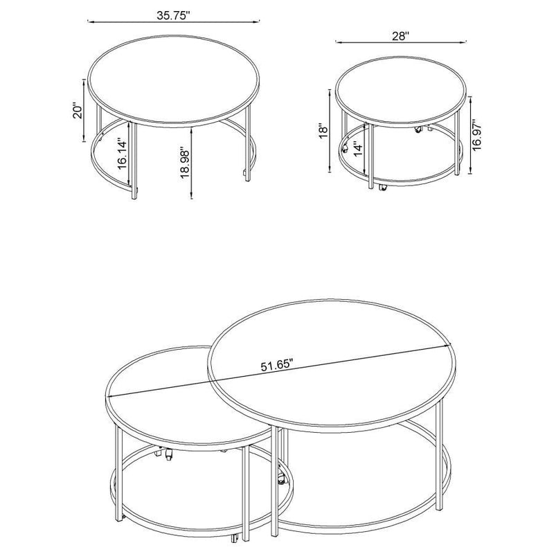 Lynn - 2 Piece Round Nesting Table - White And Chrome