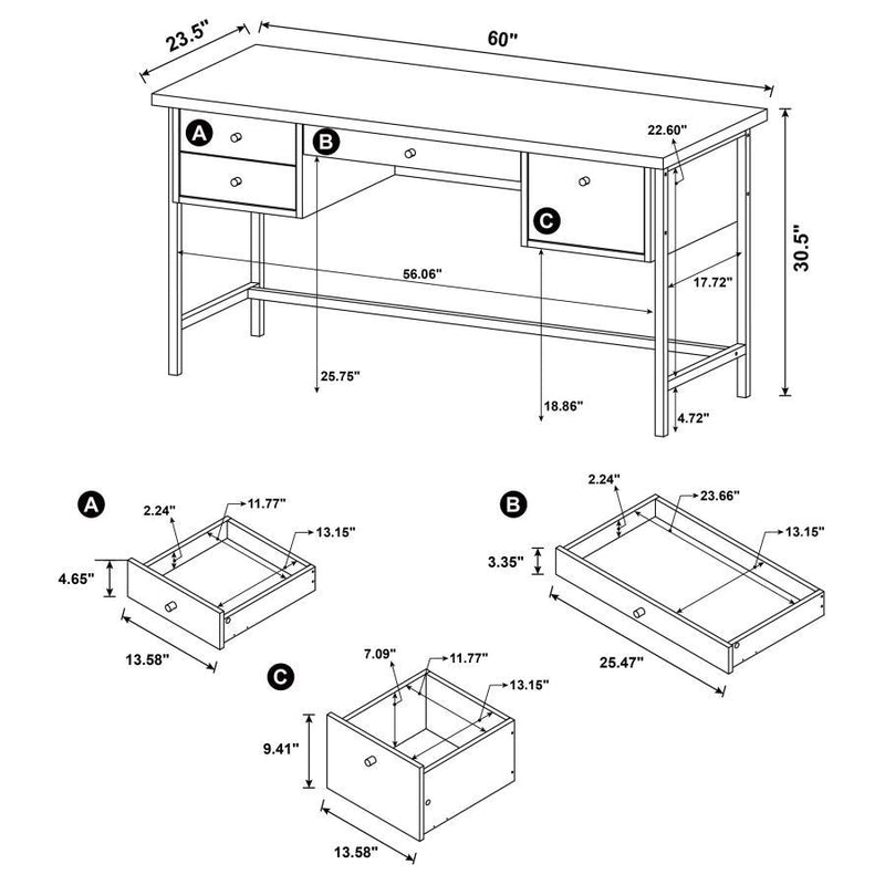 Kemper - 4-Drawer Writing Desk - Salvaged Cabin