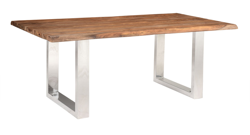 Brownstone 2.0 - Solid Wood Live Edge Topped Table With Chrome Legs