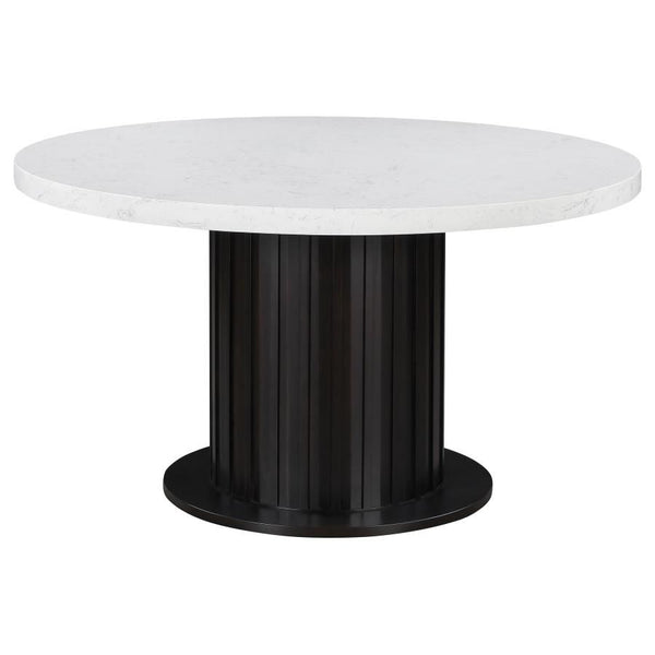 Sherry - Round Marble Top Dining Table - Rustic Espresso