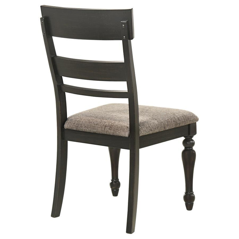 Bridget - Ladder Back Dining Side Chair (Set of 2) - Charcoal Sandthrough And Stone Brown