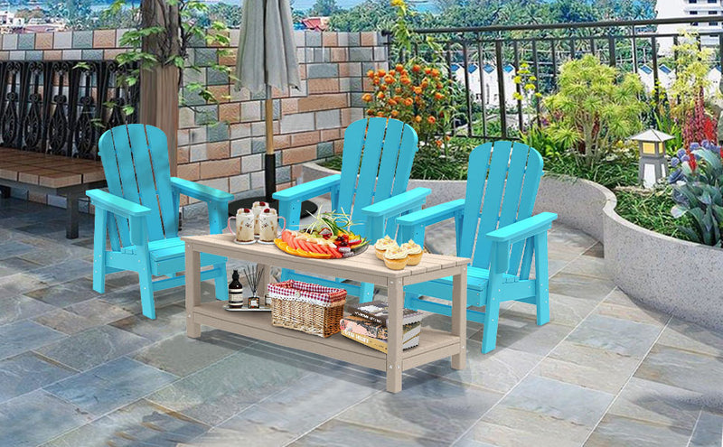 Small Size Adirondack Chair, Fire Pit Chair, Plastic Adirondack Chair Weather Resistant, Blue, 1 piece