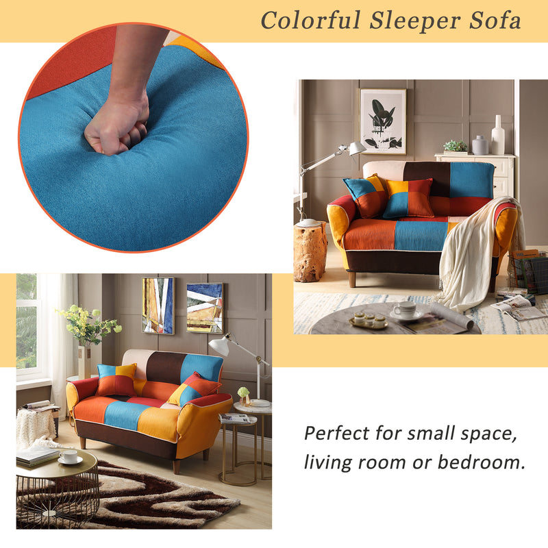 [VIDEO provided] U_STYLE Small Space Colorful Sleeper Sofa, Solid Wood Legs