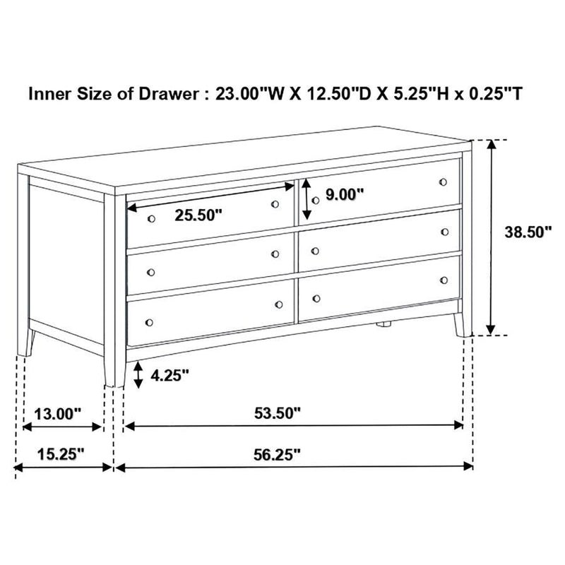 Carlton - 6-Drawer Dresser - Cappuccino