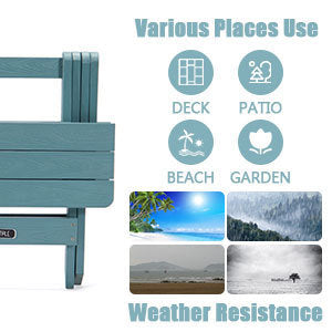 TALE Adirondack Portable Folding Side Table Square All-Weather and Fade-Resistant Plastic Wood Table Perfect for Outdoor Garden, Beach, Camping, Picnics Blue