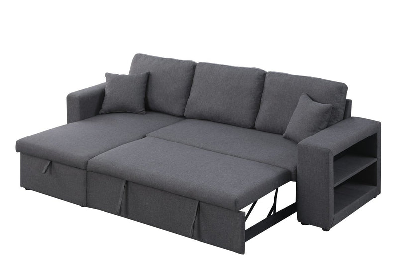 91" Wide 100% Linen Reversible Sleeper Sofa and Storage Chaise with Small Bookcase - Atlantic Fine Furniture Inc