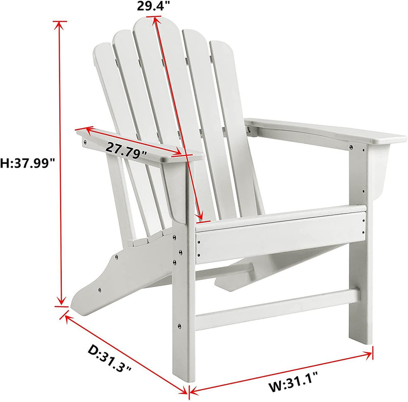 Classic Outdoor Adirondack Chair for Garden Porch Patio Deck Backyard, Weather Resistant Accent Furniture