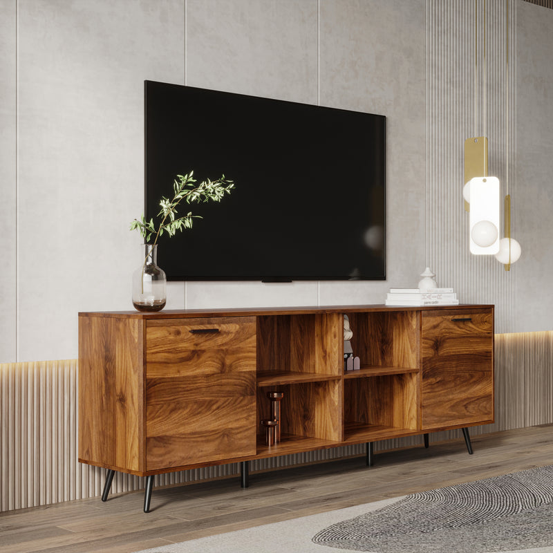 TV Stand Mid-Century Wood Modern Entertainment Center Adjustable Storage Cabinet TV Console for Living Room