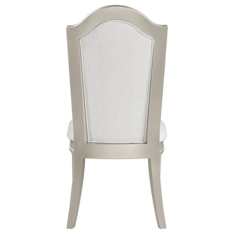 Evangeline - Upholstered Dining Side Chair With Faux Diamond Trim (Set of 2) - Ivory And Silver Oak