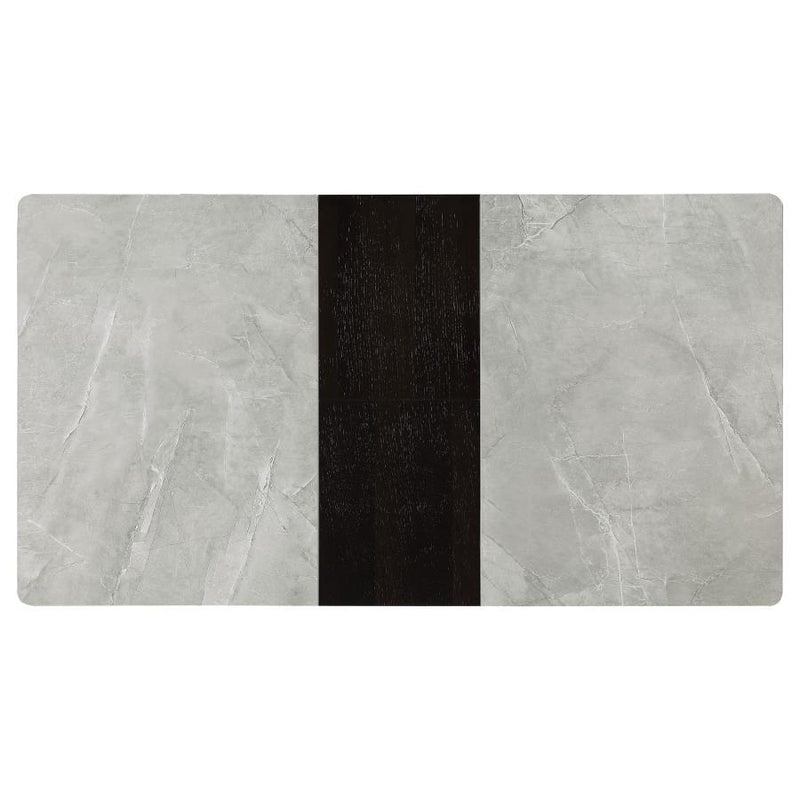 Mina - Rectangular Dining Table - Gray Ceramic And Sandy Black