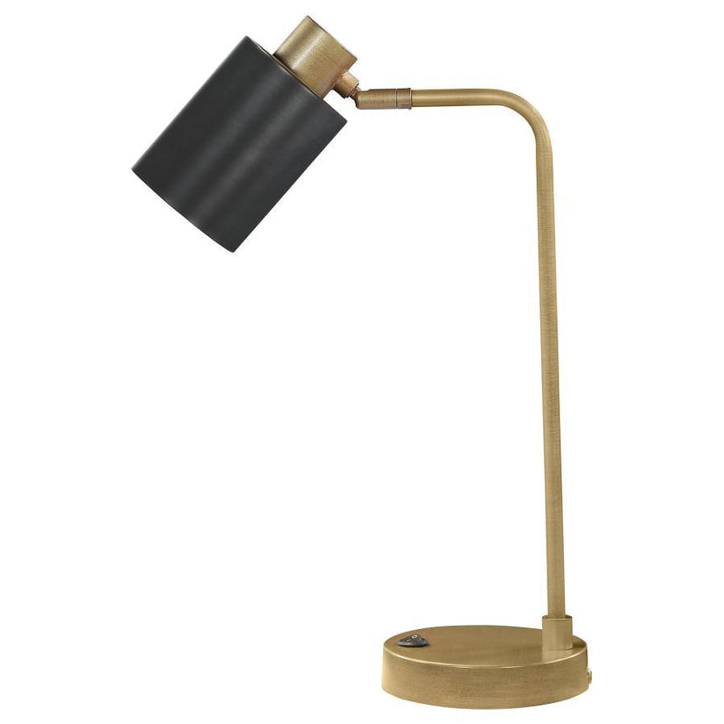 Cherise - Adjustable Shade Table Lamp - Antique Brass And Matte Black