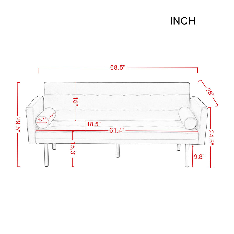 Square arm sleeper sofa Orange Velvet ***Not available for sale on Walmart***