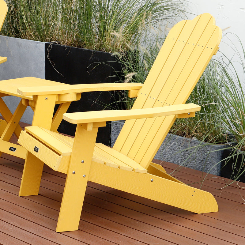 TALE Adirondack Chair Backyard Furniture Painted Seating with Cup Holder All-Weather and Fade-Resistant Plastic Wood for Lawn Outdoor Patio Deck Garden Porch Lawn Furniture Chairs Yellow