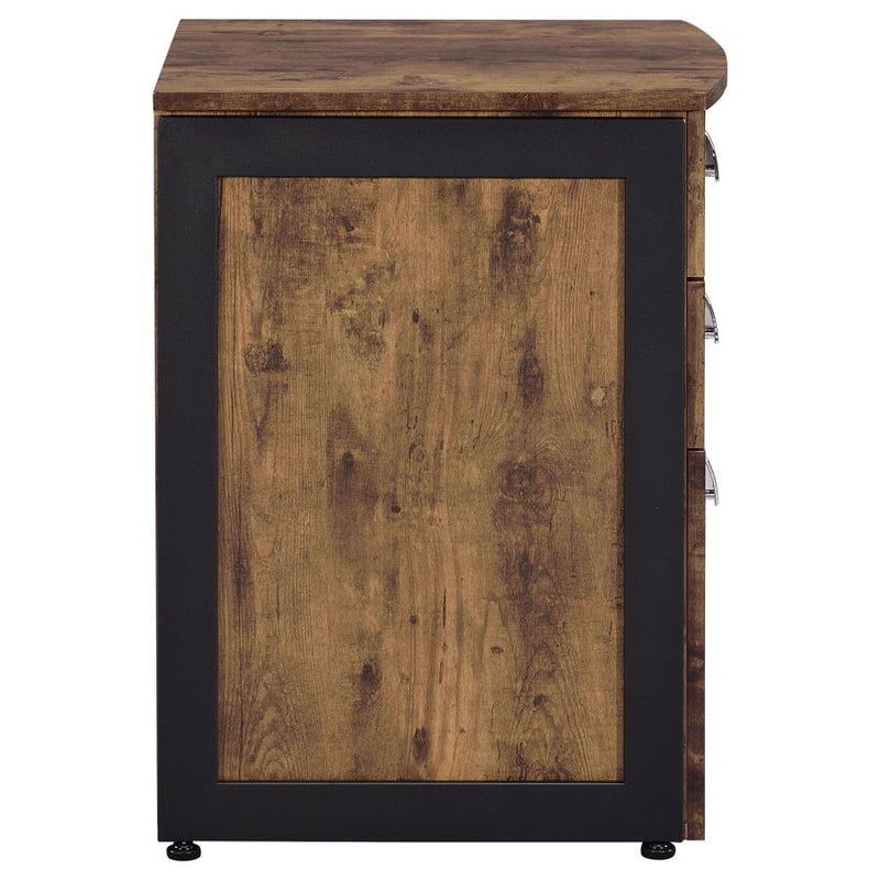 Estrella - 3-Drawer File Cabinet - Antique Nutmeg And Gunmetal