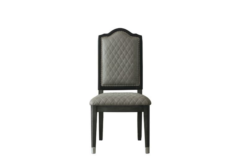 House - Beatrice Side Chair (Set of 2) - Two Tone Gray Fabric & Charcoal Finish