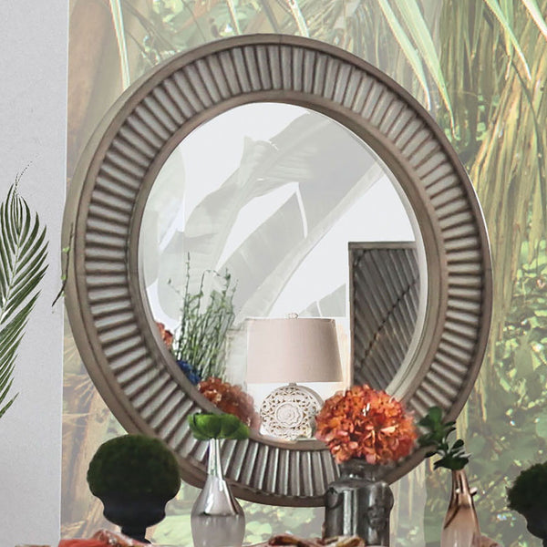 Kamalah - Round Mirror - Antique Gray