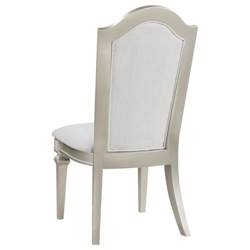 Evangeline - Upholstered Dining Side Chair With Faux Diamond Trim (Set of 2) - Ivory And Silver Oak