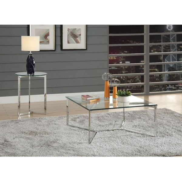 Volusius - End Table - Stainless Steel & Clear Glass