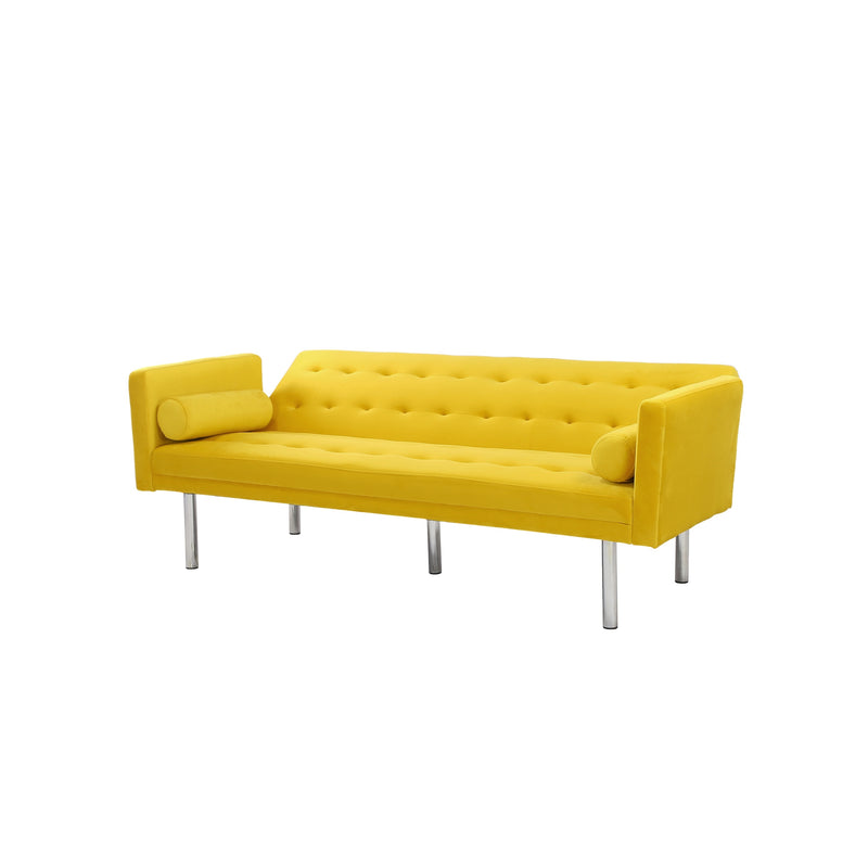 Square arm sleeper sofa Yellow Velvet ***Not available for sale on Walmart***