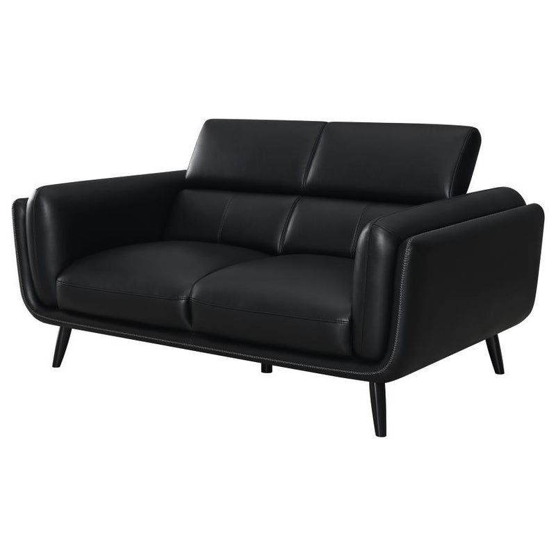 Shania - Track Arms Loveseat With Tapered Legs - Black