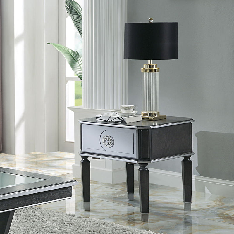 House - Beatrice End Table - Charcoal & Light Gray Finish