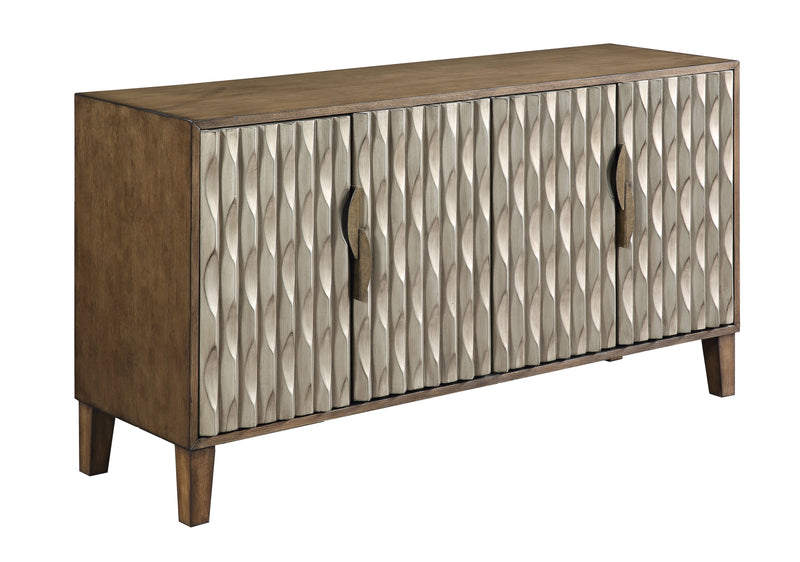 Perry - Four Door Credenza - Fossil Brown / Metallic