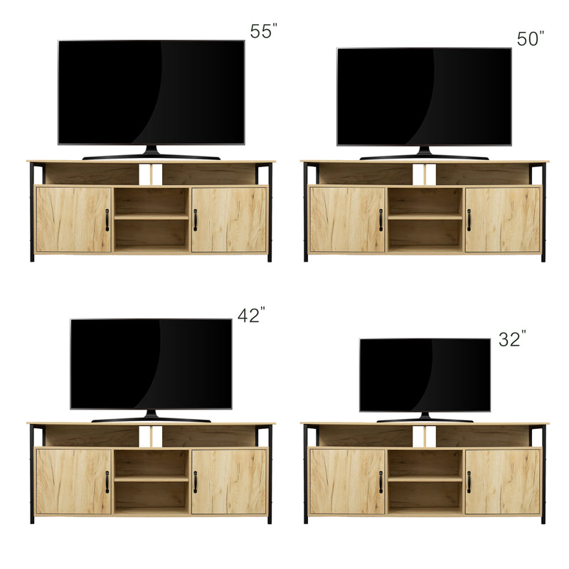 TV Stand ,Modern Wood Universal Media Console with Metal Legs, Home Living Room Furniture Entertainment Center,oak