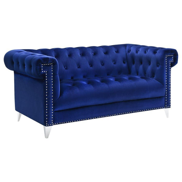 Bleker - Tufted Tuxedo Arm Loveseat - Blue