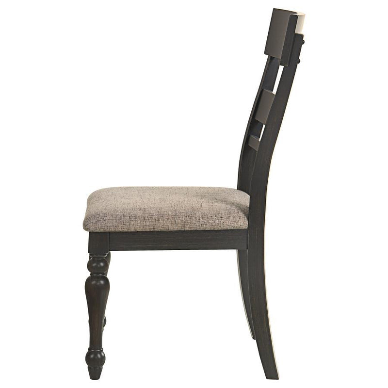 Bridget - Ladder Back Dining Side Chair (Set of 2) - Charcoal Sandthrough And Stone Brown