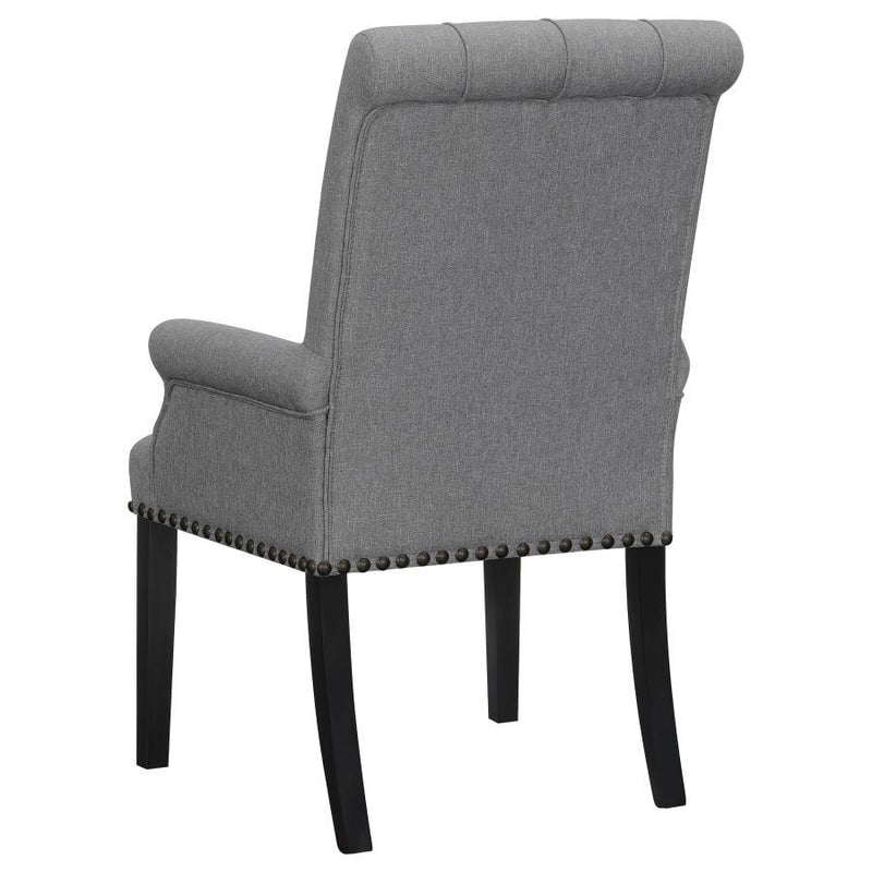 Alana - Upholstered Tufted Arm Chair With Nailhead Trim - Gray / Rustic Espresso