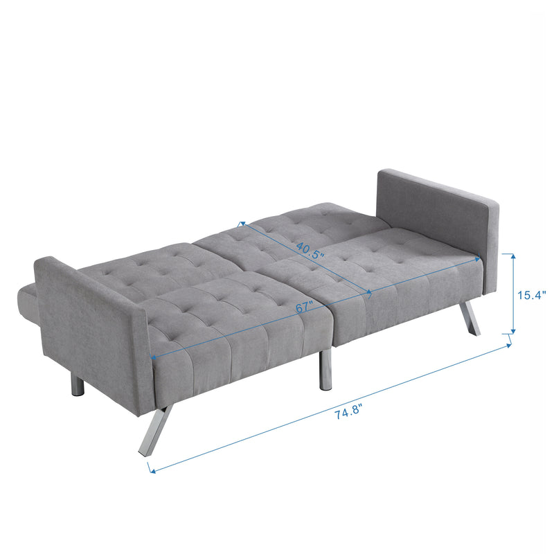 Sofa Bed Convertible Folding Light Grey Lounge Couch Loveseat Sleeper Sofa  Armrests Living Room Bedroom Apartment Reading Room