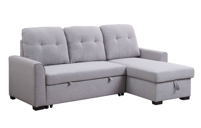 ACME Amboise Reversible Storage Sleeper Sectional Sofa, Light Gray Fabric 55550 - Atlantic Fine Furniture Inc