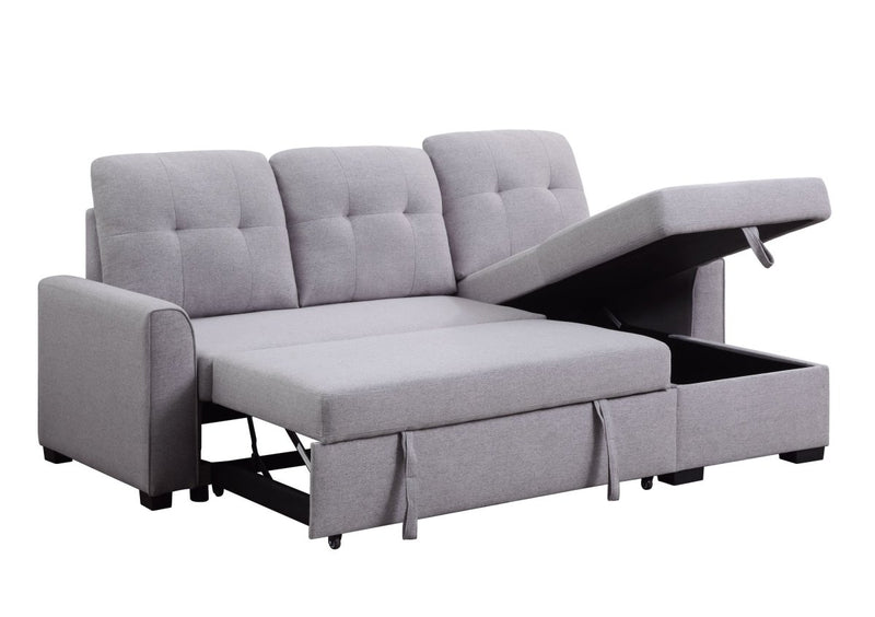 ACME Amboise Reversible Storage Sleeper Sectional Sofa, Light Gray Fabric 55550 - Atlantic Fine Furniture Inc