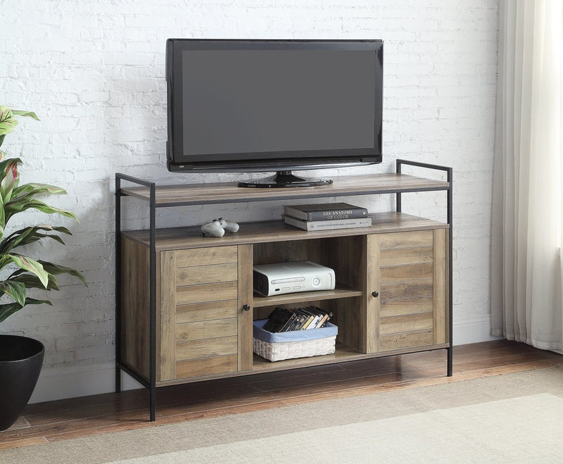 ACME Baina TV Stand in Rustic Oak & Black Finish LV00743 - Atlantic Fine Furniture Inc