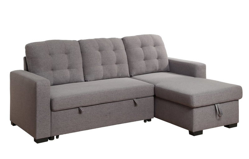 ACME Chambord Reversible Storage Sleeper Sectional Sofa, Gray Fabric 55555 - Atlantic Fine Furniture Inc