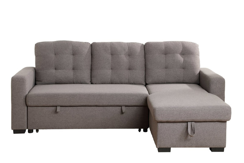 ACME Chambord Reversible Storage Sleeper Sectional Sofa, Gray Fabric 55555 - Atlantic Fine Furniture Inc