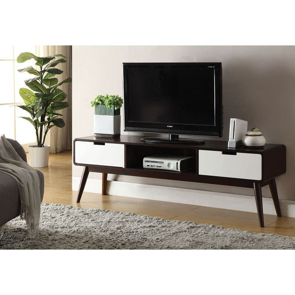 ACME Christa TV Stand in Espresso & White 91510 - Atlantic Fine Furniture Inc