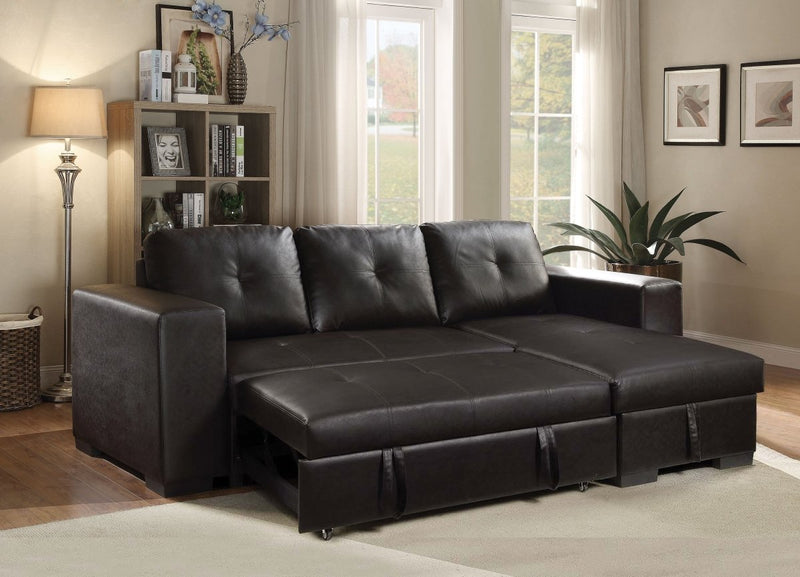 ACME Lloyd Sectional Sofa w/Sleeper in Black PU 53345 - Atlantic Fine Furniture Inc