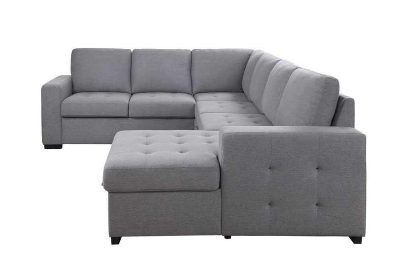 ACME Nardo Storage Sleeper Sectional Sofa, Gray Fabric 55545 - Atlantic Fine Furniture Inc