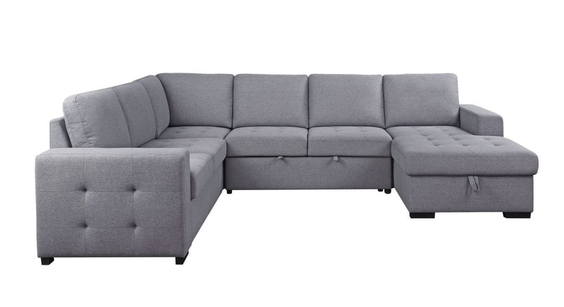 ACME Nardo Storage Sleeper Sectional Sofa, Gray Fabric 55545 - Atlantic Fine Furniture Inc