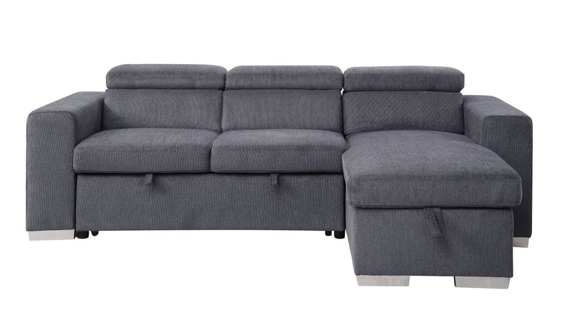 ACME Natalie Reversible Storage Sleeper Sectional Sofa, Gray Chenille 55530 - Atlantic Fine Furniture Inc