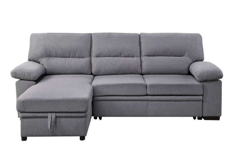 ACME Nazli Reversible Storage Sleeper Sectional Sofa, Gray Fabric 55525 - Atlantic Fine Furniture Inc