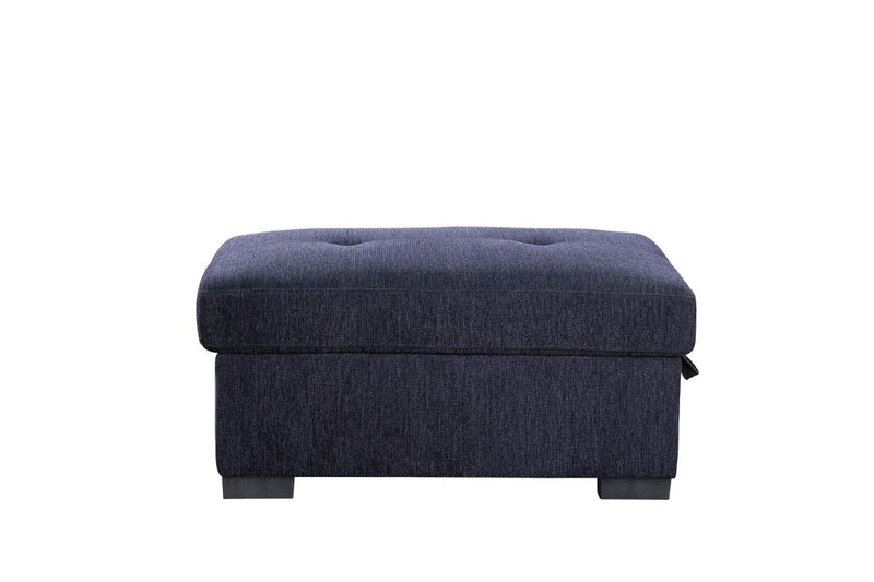 ACME Nekoda Storage Sleeper Sectional Sofa and Ottoman, Navy Blue Fabric 55520 - Atlantic Fine Furniture Inc