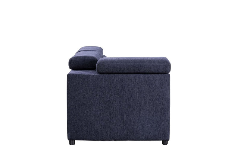 ACME Nekoda Storage Sleeper Sectional Sofa and Ottoman, Navy Blue Fabric 55520 - Atlantic Fine Furniture Inc